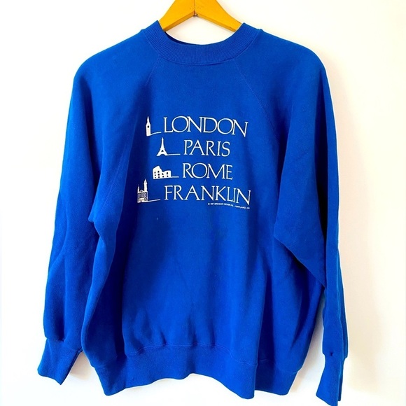 Vintage London, Paris, Rome, Franklin 1980s Souvenir Crewneck Sweatshirt, XL - Picture 1 of 9